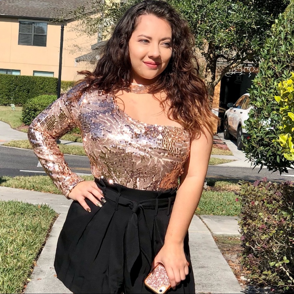 Rose Gold Sequin Bodysuit